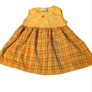 Y2k‎ 90s Circo Yellow Orange Plaid Seersucker Daisy Flower Sundress Infant Girl
